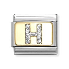 Nomination Composable Classic Letter H Glitter Gold & Steel Charm