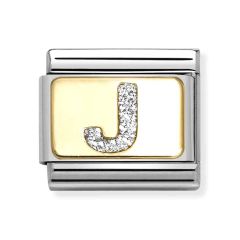 Nomination Composable Classic Letter J Glitter Gold & Steel Charm
