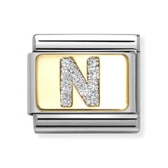 Nomination Composable Classic Letter N Glitter Gold & Steel Charm