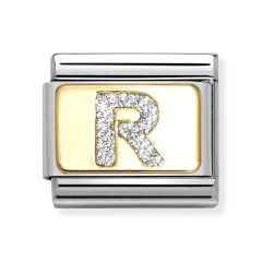 Nomination Composable Classic Letter R Glitter Gold & Steel Charm