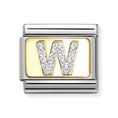 Nomination Composable Classic Letter W Glitter Gold & Steel Charm
