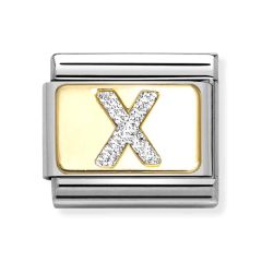 Nomination Composable Classic Letter X Glitter Gold & Steel Charm