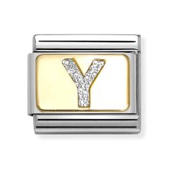 Nomination Composable Classic Letter Y Glitter Gold & Steel Charm