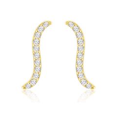 9CT Gold Cubic Zirconia Curved Shape Stud Earrings