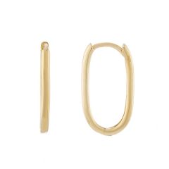 9CT Yellow-Gold Large Oval Huggie Hoop Earrings