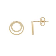 9CT Yellow-Gold Double Circle Stud Earrings