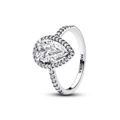 Pandora Timeless Sparkling Pear Halo Sterling Silver Ring