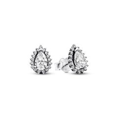 Pandora Timeless Sparkling Pear Halo Silver Stud Earrings
