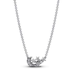 Pandora Sparkling Moon & Star Silver Collier Necklace