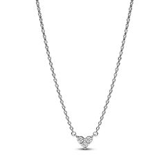 Pandora Timeless Triple Stone Heart Silver Collier Necklace