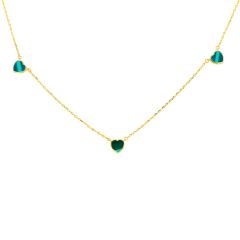 9CT Yellow-Gold & Green Malachite Heart Necklace
