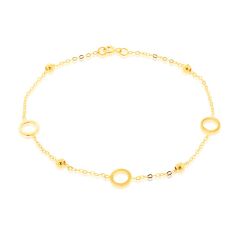 9CT Yellow-Gold Circle & Bead Chain Bracelet
