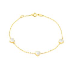 9CT Yellow-Gold & White Mother of Pearl Heart Bracelet