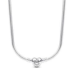 Pandora Moments Heart Clasp Silver Snake Chain Necklace