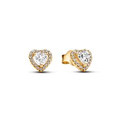 Pandora Sparkling Elevated Heart 14K Gold-Plated Stud Earrings