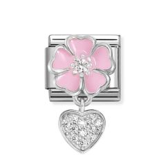 Nomination Composable Classic Pink Flower & Heart Dangle Charm