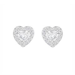 Heart & Halo Cubic Zirconia Sterling Silver Stud Earrings