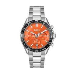 BOSS Watches Runner Steel & Orange Dial 43MM Chronograph Watch
