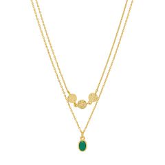 Estella Bartlett Green Oval & Disc Double Layered Chain Necklace