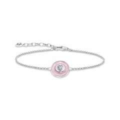 Thomas Sabo Silver & Pink Mother of Pearl Heart Chain Bracelet