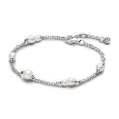 Pandora Timeless Treated Freshwater Cultured Pearl Station Chain Bracelet