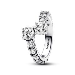 Pandora Timeless Silver Sparkling Overlapping Band Ring