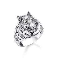 Thomas Sabo Rebel Wolf Sterling Silver & Stone Signet Ring