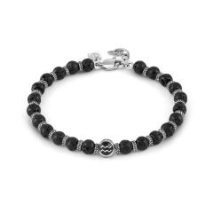 Nomination Instinct Style Zodiac Aquarius Steel & Black Bead Bracelet