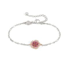 Nomination Crysalis Pink Flower Cubic Zirconia Chain Bracelet