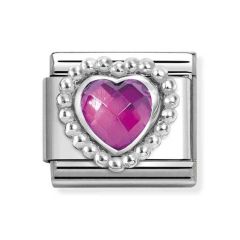 Nomination Composable Classic Steel & Fuchsia Heart Beaded Link Charm