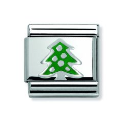 Nomination Composable Classic Silver & Green Enamel Christmas Tree Charm