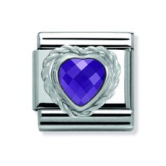 Nomination Purple Zirconia Heart, Steel & Silver Composable Classic Charm