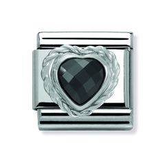Nomination Composable Classic Faceted Black Zirconia Heart Charm