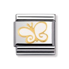 Nomination Composable Classic 18ct Gold & White Enamel Butterfly Charm