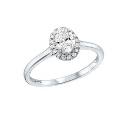 Laboratory Grown Diamond 0.50CT Oval Halo Platinum Engagement Ring