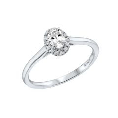 Lab Grown Diamond 0.30CT Oval Halo Platinum Engagement Ring