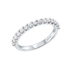 Lab Grown Diamond 0.53CT Round Half-Set Platinum Wedding Ring