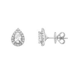 Lab Grown Diamond 0.60CT Pear Halo Platinum Stud Earrings