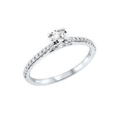 Lab Grown Diamond 0.50CT Round Shoulder-Set Platinum Engagement Ring