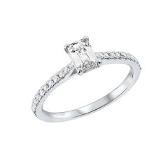Lab Grown Diamond 0.50CT Emerald-Cut Shoulder-Set Platinum Engagement Ring