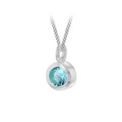Aqua Sparkle & Silver March Birthstone Necklace