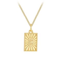 Sunray Letter B Gold-Plated Silver Pendant Necklace