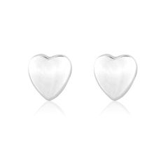 9ct White-Gold Heart Stud Earrings