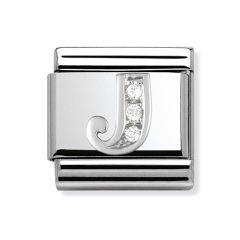 Nomination Letter J Silver, Steel & Zirconia Composable Classic Charm