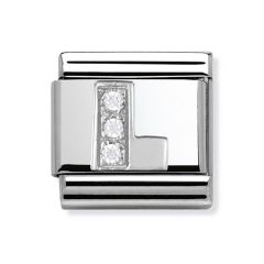 Nomination Letter L Silver, Steel & Zirconia Composable Classic Charm