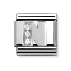 Nomination Letter N Silver, Steel & Zirconia Composable Classic Charm