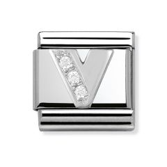 Nomination Composable Classic Silver Letter V Zirconia Charm