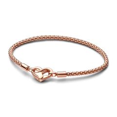 Pandora Moments Heart Closure Rose-Gold Studded Chain Bracelet