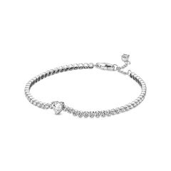 Pandora Timeless Sparkling Heart Silver Tennis Bracelet