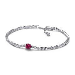 Pandora Timeless Red Sparkling Round Pave Tennis Bracelet